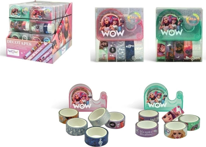 Benzi washi decorative WOW cu dispenser de birou, set 6 buc