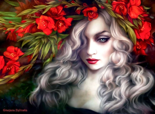 Puzzle Anatolian femeie în flori 1000 de piese