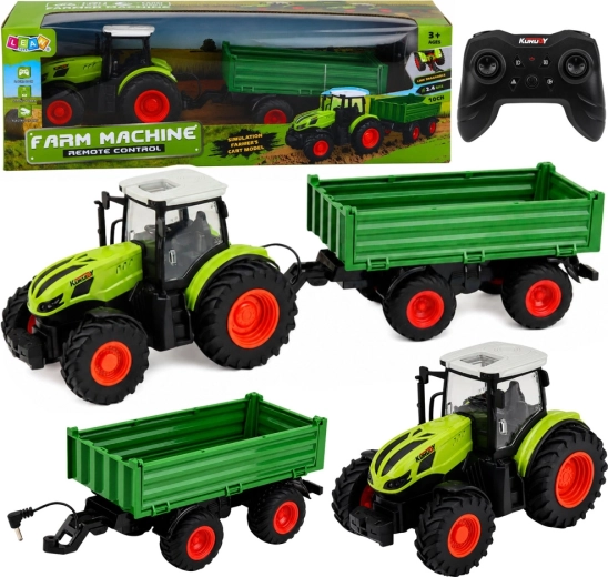 Tractor agricol telecomandat cu remorcă detașabilă 1:24