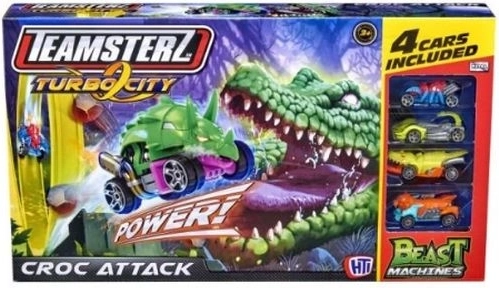 Teamsterz Turbo City Croc Attack – pistă cu crocodil și 4 mașinuțe