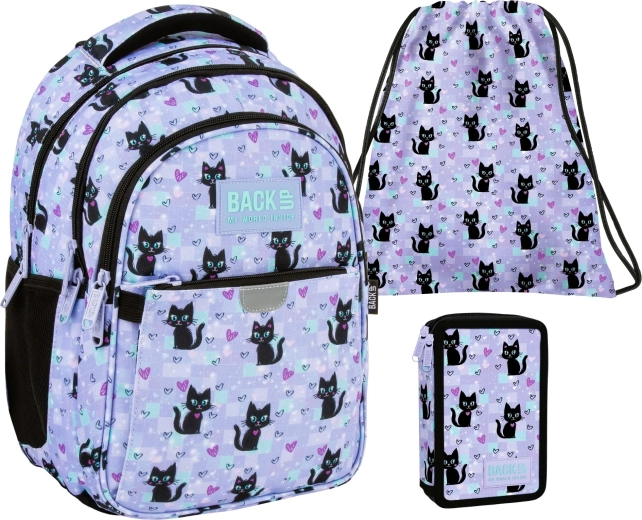 Set școlar BackUP Pisici magice 3în1 – rucsac, penar echipat și sac