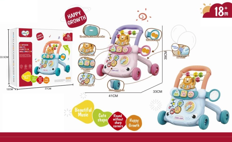 Premergător împingător leu cu muzică roz