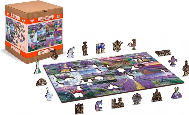 Puzzle din lemn Franța Lavandă 2‑în‑1