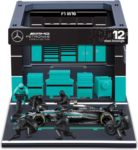 Set pit pass Bburago Formula Racing F1 Mercedes-AMG Petronas W16 2025 Kimi Antonelli 1:43