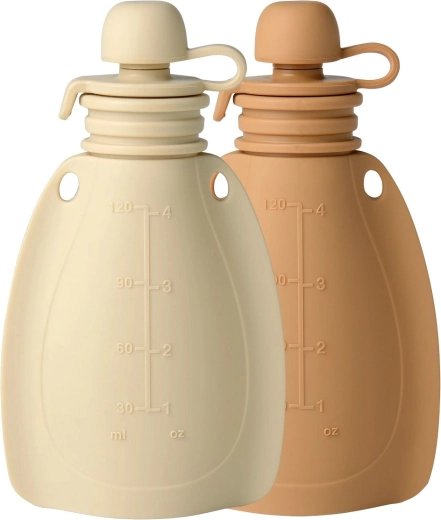 Punguțe din silicon reumplibile pentru gustări Mininor Soft Rabbit/Roe Deer, 2 buc.