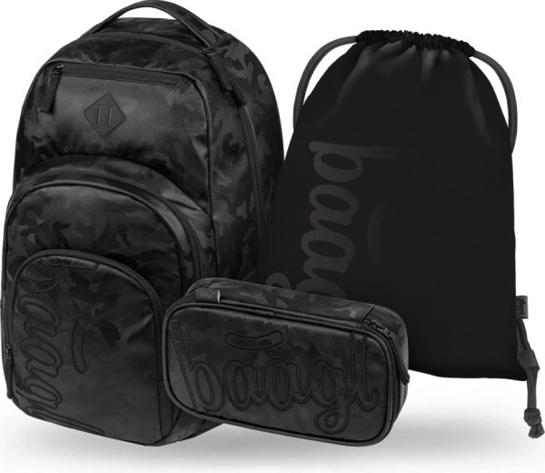 Set școlar Baagl Coolmate Onyx – rucsac, penar și săculeț