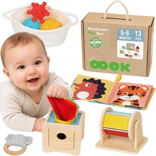 Cutie educațională montessori 6 în 1 pentru bebeluși 5–6 luni WOOPIE