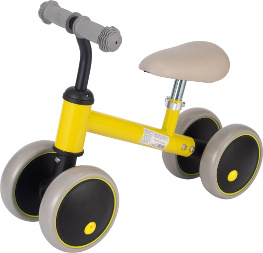 Bicicletă de echilibru cu patru roți Sparkys, galbenă