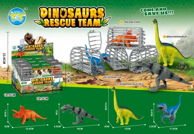 Figurină dinozaur 16 cm cu cușcă și accesorii