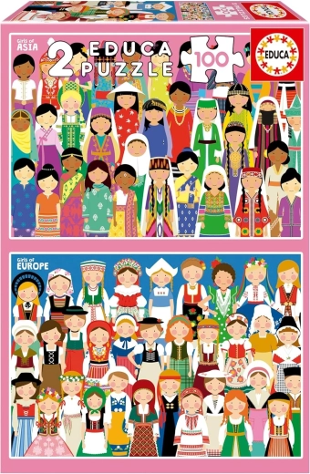 Educa puzzle Fete din Europa și Asia 2×100 piese