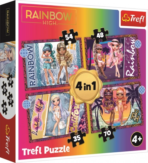 Puzzle 4v1 Păpuși Moderne Rainbow High