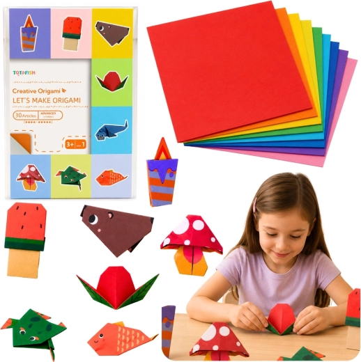 Caiet colorat de origami pentru copii – animăluțe, 30 de foi