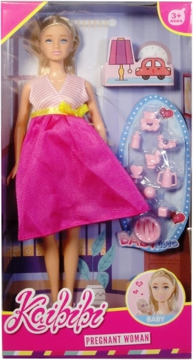 Păpușă însărcinată cu nou-născut și accesorii