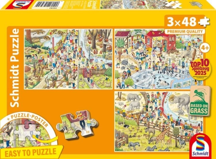 Puzzle Distracție la zoo 3×48 piese SCHMIDT
