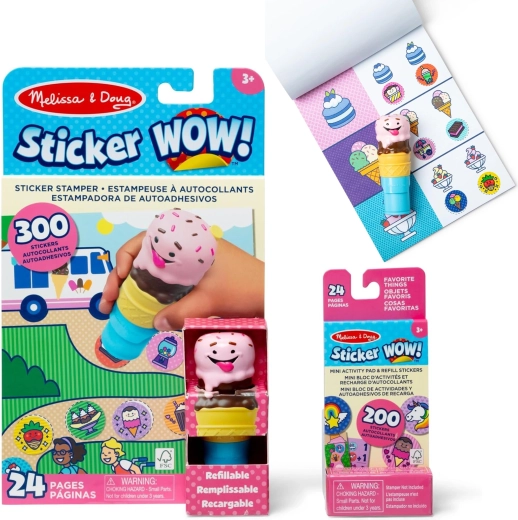 Set creativ de autocolante Sticker Wow înghețată pe cornet Melissa & Doug