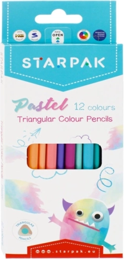 Starpak creioane colorate triunghiulare în culori pastelate 12 buc