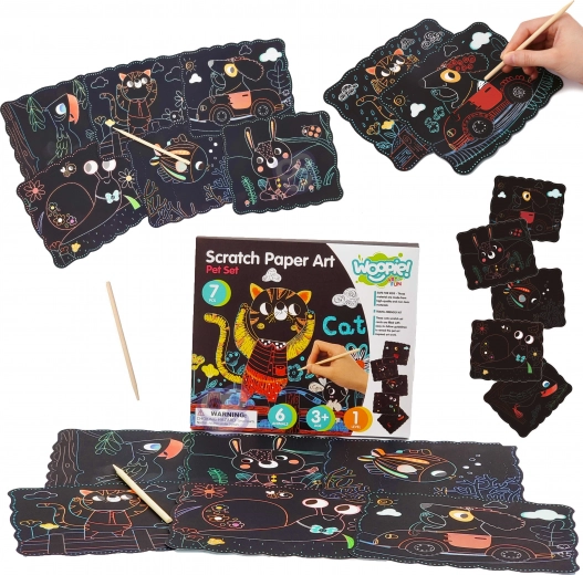 Woopie Art&Fun set creativ cu imagini de zgâriat pentru copii, 7 piese