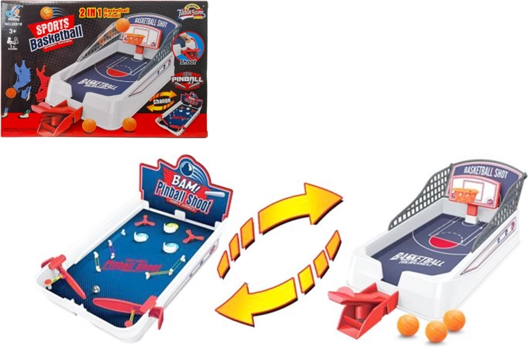 Joc de masă de îndemânare 2‑în‑1 pinball și baschet