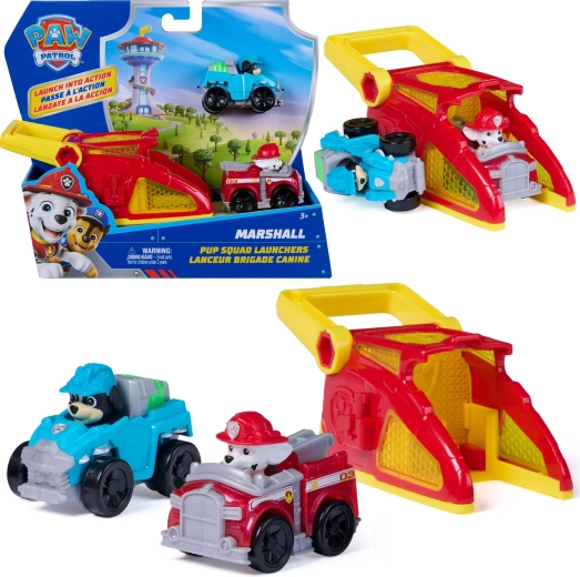 Patrula Cățelușilor Pup Squad rampă de lansare Marshall cu vehicul Rex - 2 buc.