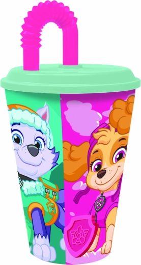 Pahar din plastic cu pai PAW Patrol 430 ml