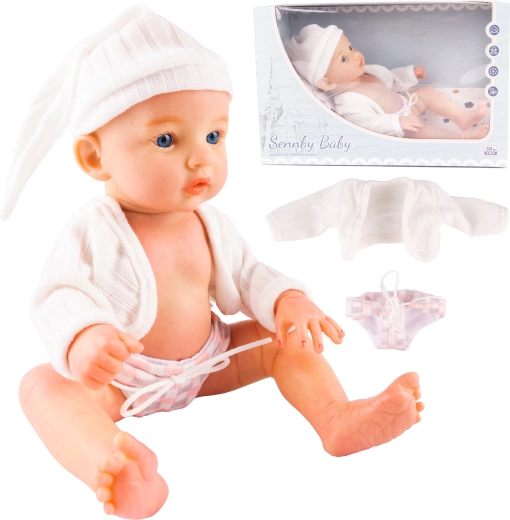Păpușă din material textil bebeluș cu căciuliță Jagoda 32 cm