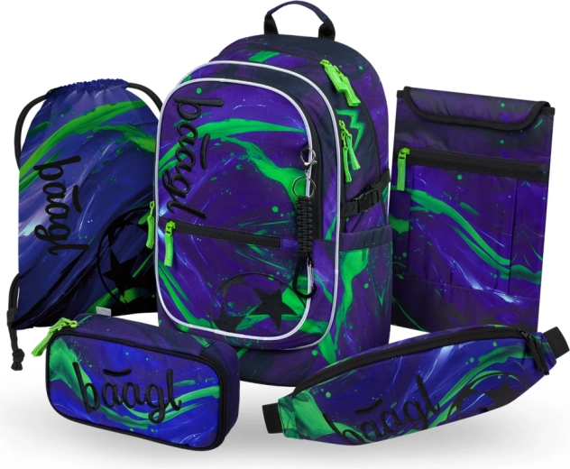 Set Baagl 5 Core Football Champion: rucsac școlar, penar, săculeț, borsetă și husă pentru laptop GRS