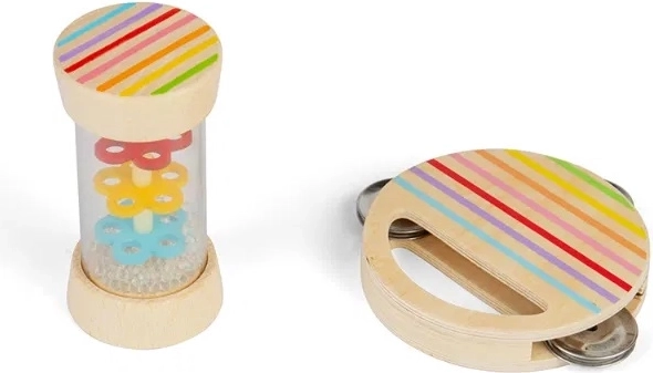 Bigjigs Toys mini set baston de ploaie și tamburină