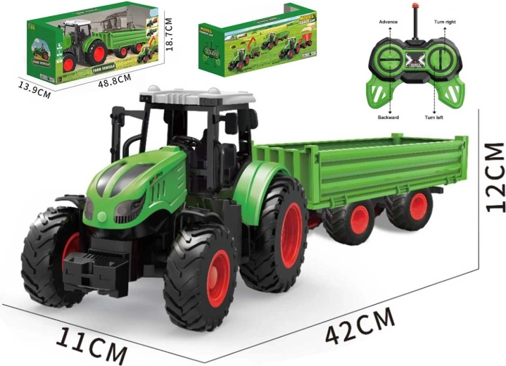Tractor R/C cu remorcă, cu telecomandă