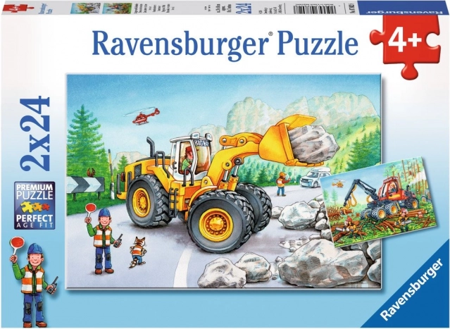 RAVENSBURGER Puzzle Tehnică grea în acțiune 2x24 piese