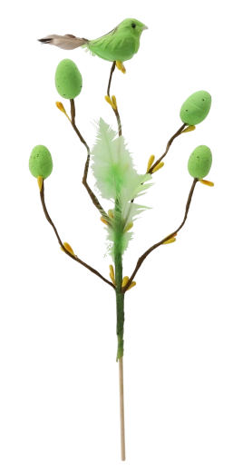 Crenguță de Paște cu păsărică și oușoare pe țepușă, 24 cm