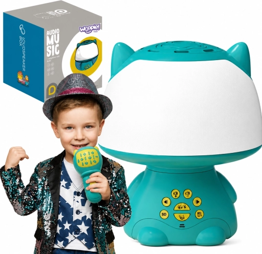 Lampă RGB multifuncțională Woopie cu difuzor Bluetooth și microfon karaoke, turcoaz