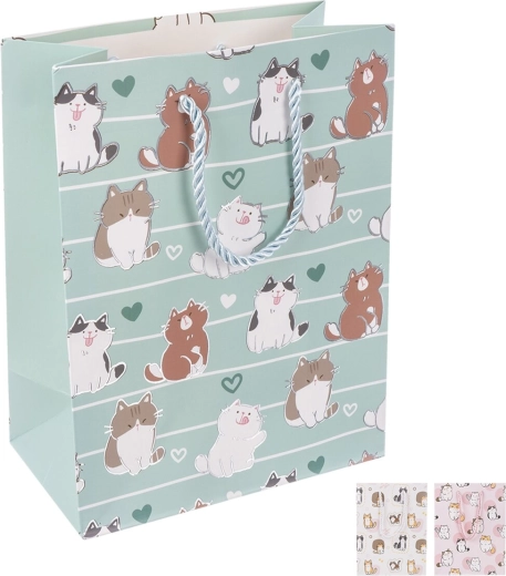 Pungă cadou din hârtie cu motiv de pisică 26 × 10 × 32 cm
