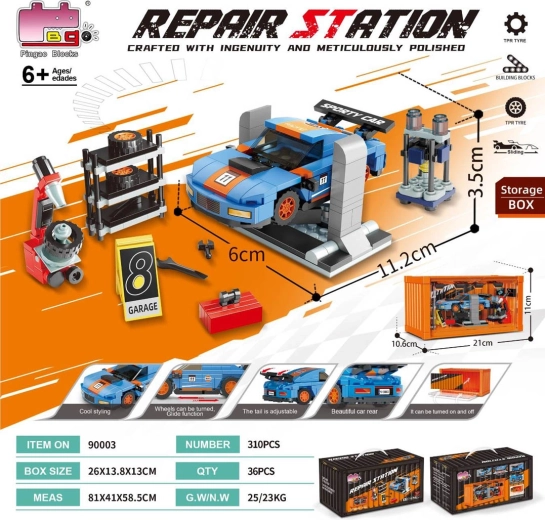 Set de construcție pentru service auto, 310 piese