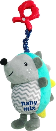 Ariciuș de pluș cu sunet și clips BABY MIX, albastru-gri