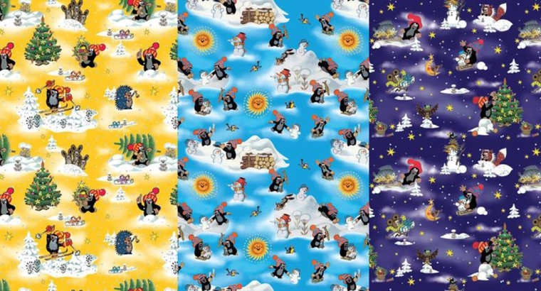 Hârtie de împachetat cu motiv KRTEK 0,7 × 2 m, mix de motive