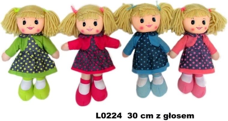 Păpușă de pluș cu sunete 30 cm (mix 4 variante)