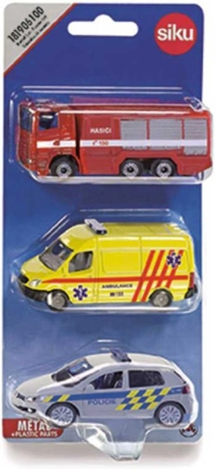 Set Siku de vehicule de intervenție cu design ceh (pompieri, ambulanță, poliție)