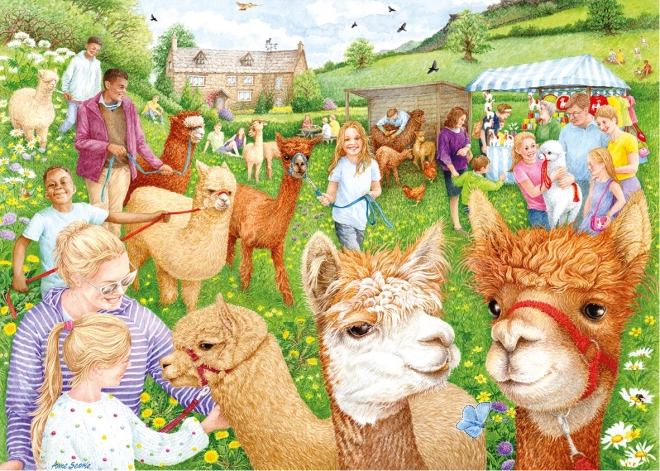 puzzle Falcon fermă cu alpaca 1000 piese