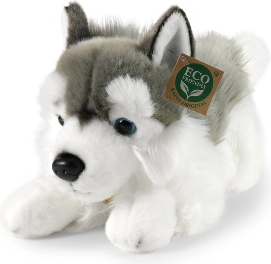Rappa câine Husky de pluș, culcat, 30 cm