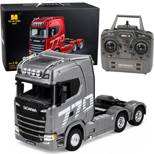 Huina Scania 1501 RC cap tractor cu telecomandă 1:18 gri-argintiu
