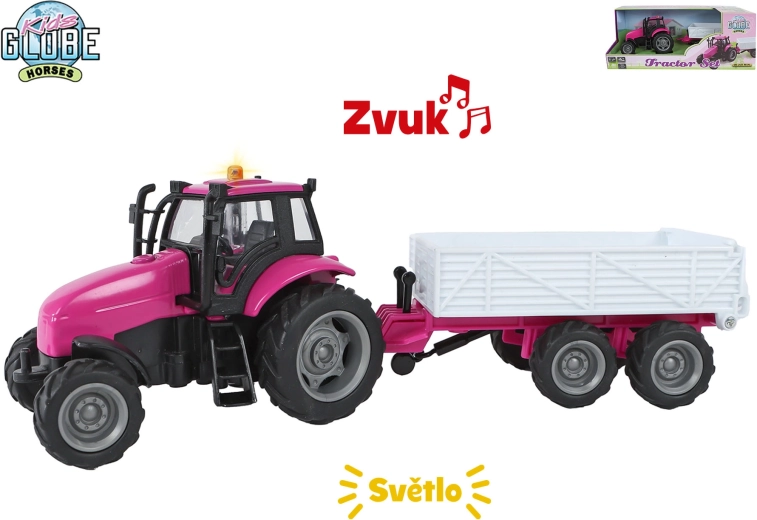 Kids Globe Horses tractor cu remorcă cu lumini și sunete