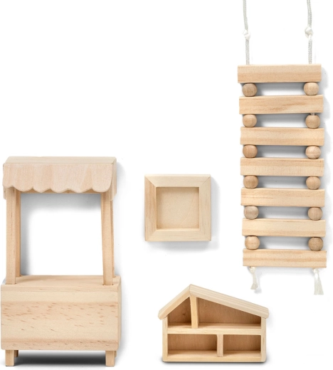 Lundby set creativ de accesorii din lemn pentru casa de păpuși (DIY)