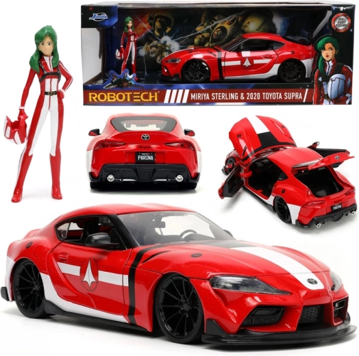 Model metalic ROBOTECH: Miriya Sterling & Toyota Supra 2020 1:24 cu figurină
