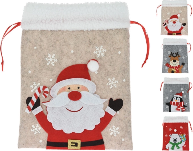 Săculeț de Crăciun din fetru cu imprimeu 26 cm