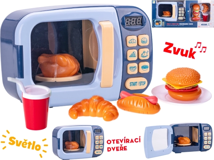 Cuptor cu microunde pentru copii cu lumini și sunete – albastru
