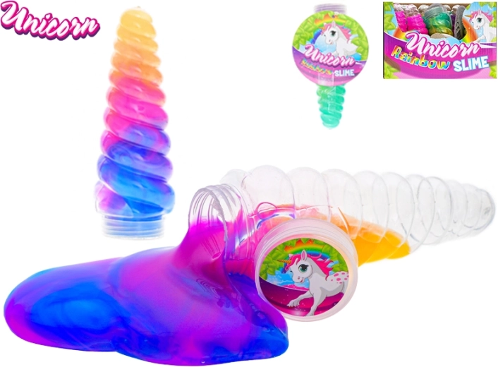 Corn de unicorn cu slime curcubeu 13,5 cm