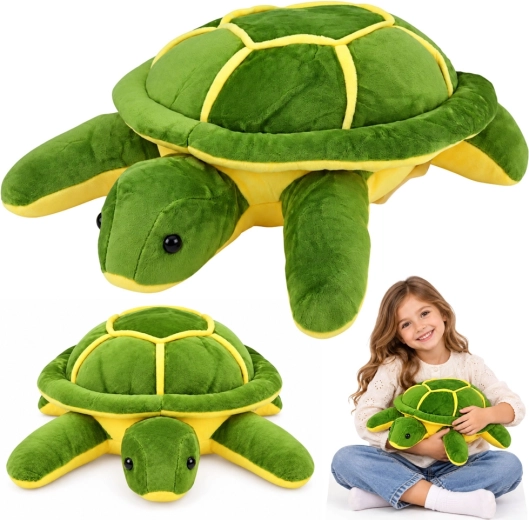 Broască țestoasă de pluș pentru îmbrățișat, verde-gălbuie, 33 cm