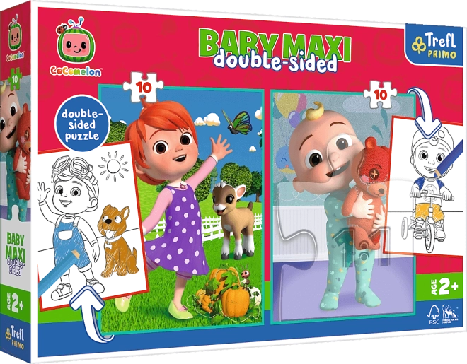 Puzzle reversibile COCOMELON – prieteni, TREFL Baby Maxi 2×10 piese