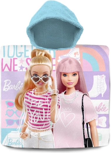 Poncho de baie pentru copii cu glugă BARBIE din bumbac