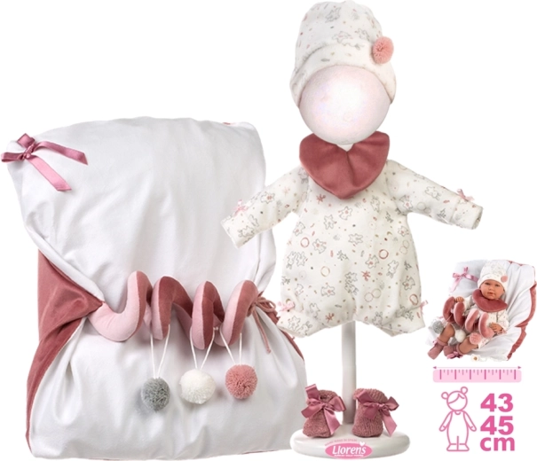Hăinuță și salteluță cu jucărie spirală pentru păpușă NEW BORN 40–42 cm